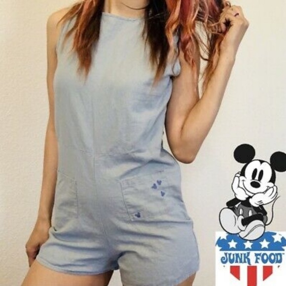 Junk Food x Disney Gray Linen Blend Mickey Romper - Picture 2 of 8